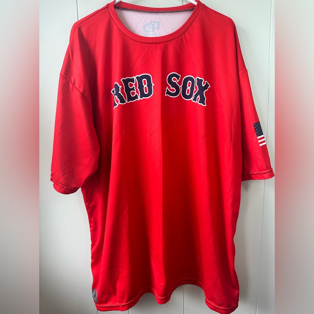 Red Jersey with Navy Lettering